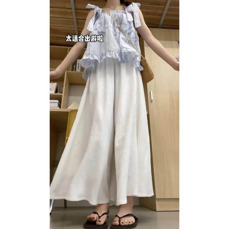 2025爆款大码白色裙裤夏款女小个子阔腿裤胖mm显瘦遮肚a字裙