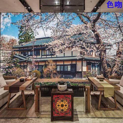 3D立体延伸空间墙纸日式建筑壁纸餐厅寿司料理店居酒屋壁画