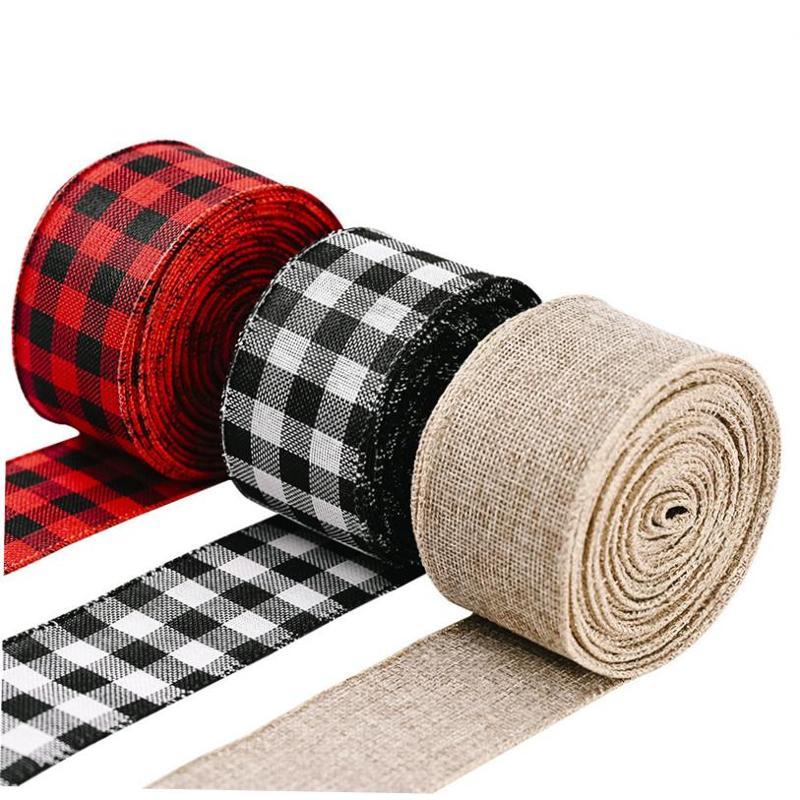 christmas decoration tree Red and black checked ribbon