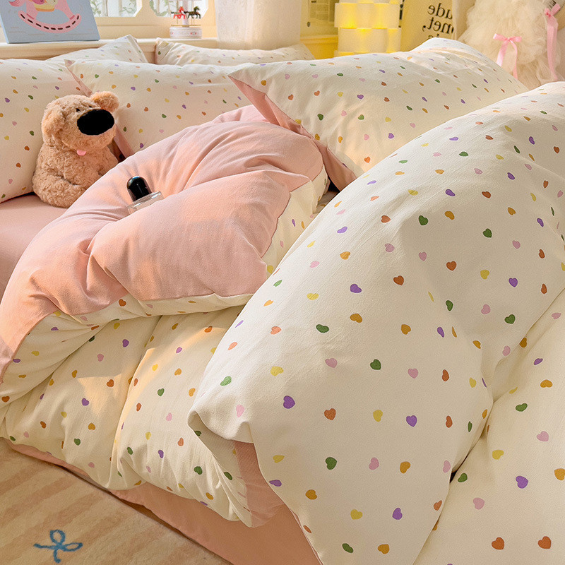 2025新款针织床单被套双层纱四件套1.2床单三件套田园小清新棉