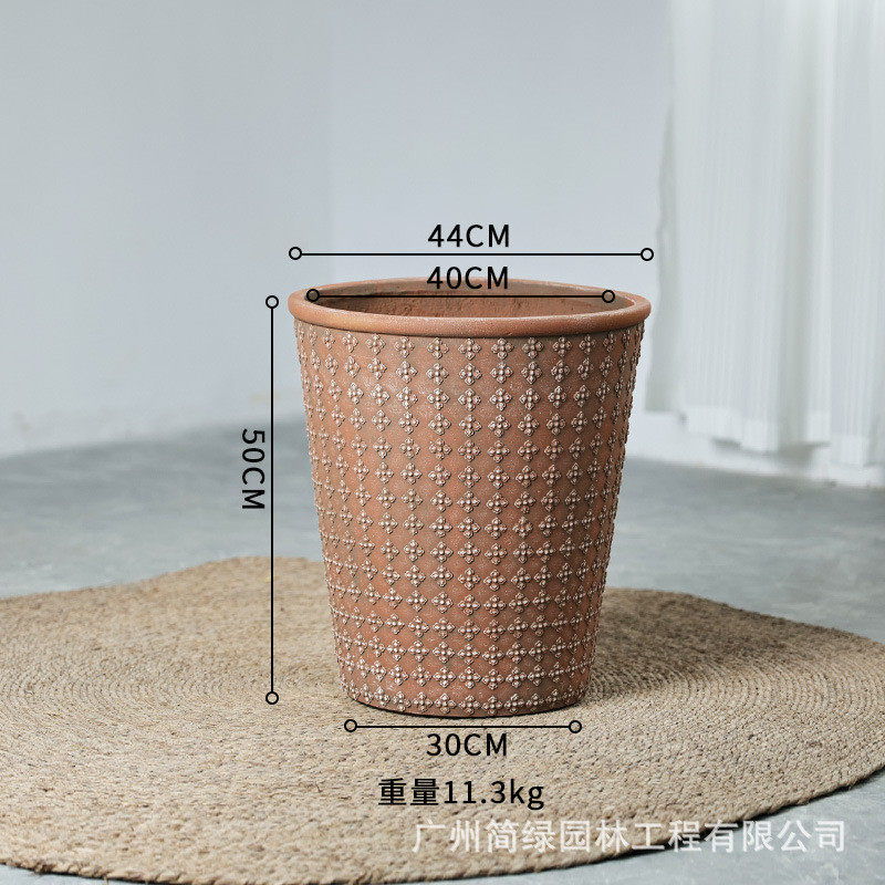 北欧花盆复古艺术客厅室内外水泥花盆落地大号鸭脚木青棠盆栽商场