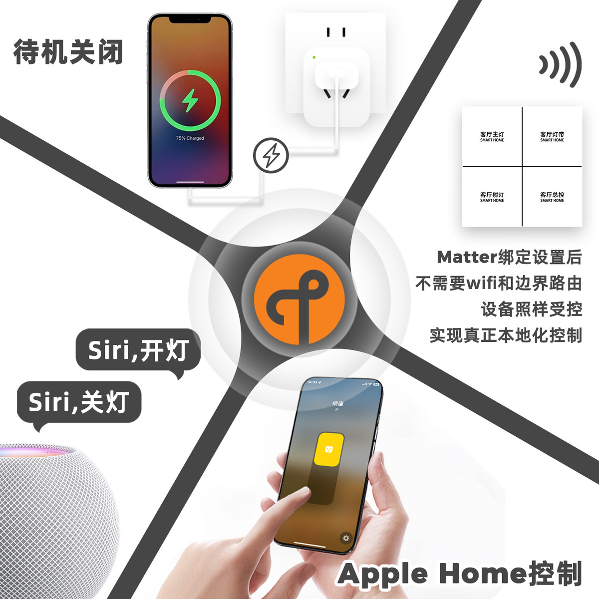 HomeKit热水器智能插座手机遥控Matter智能定时开关插座