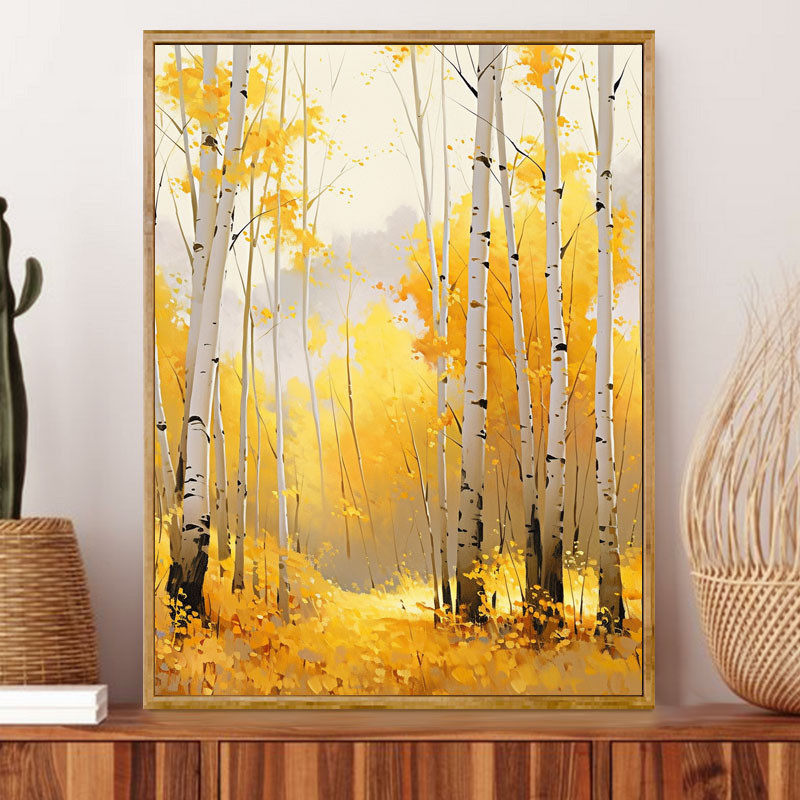 白桦林 数字油画diy深秋自然风景高级感治愈解压手工画填色装饰画