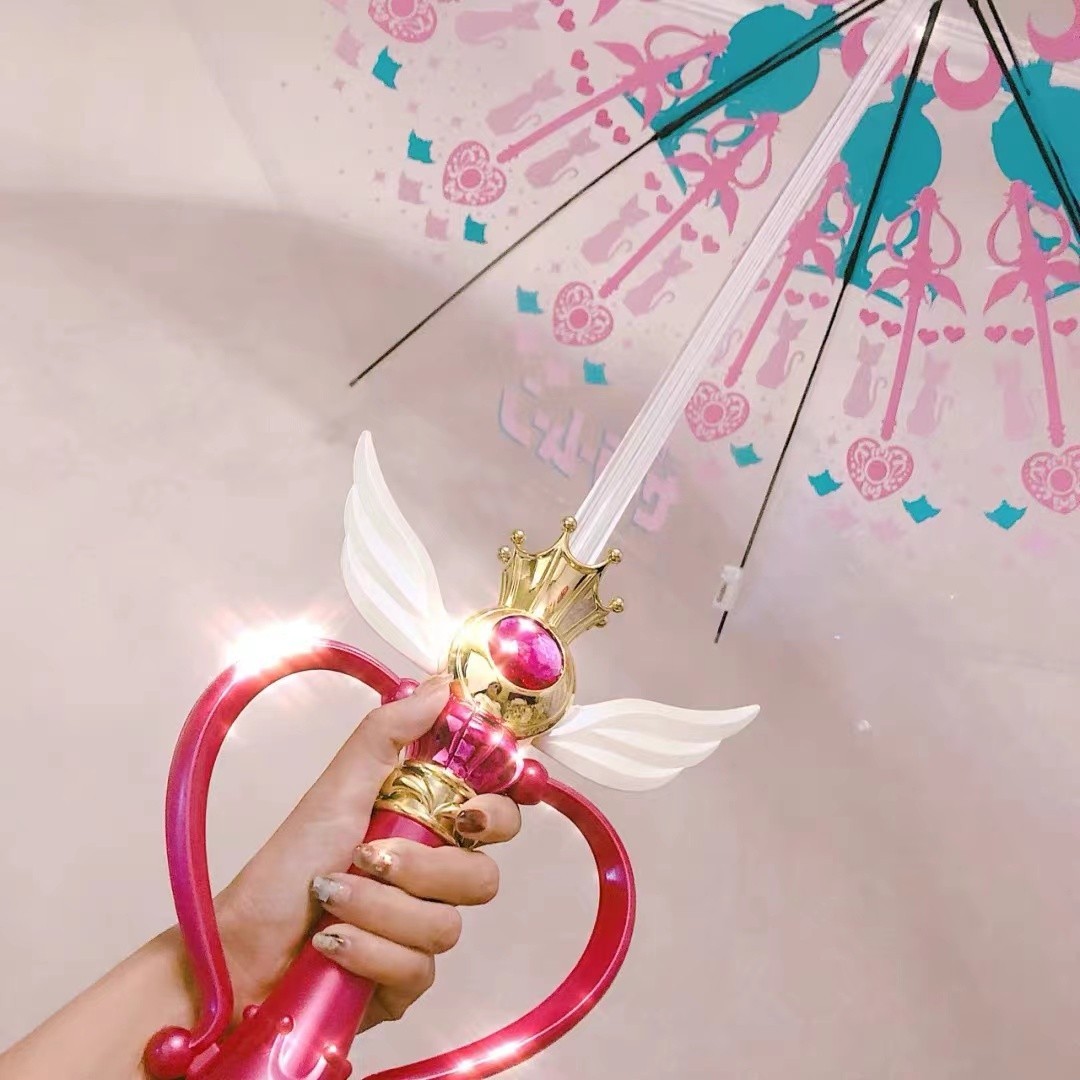 美少女战士防晒魔仙星月魔法棒日系权杖水冰月发光公主长柄雨伞