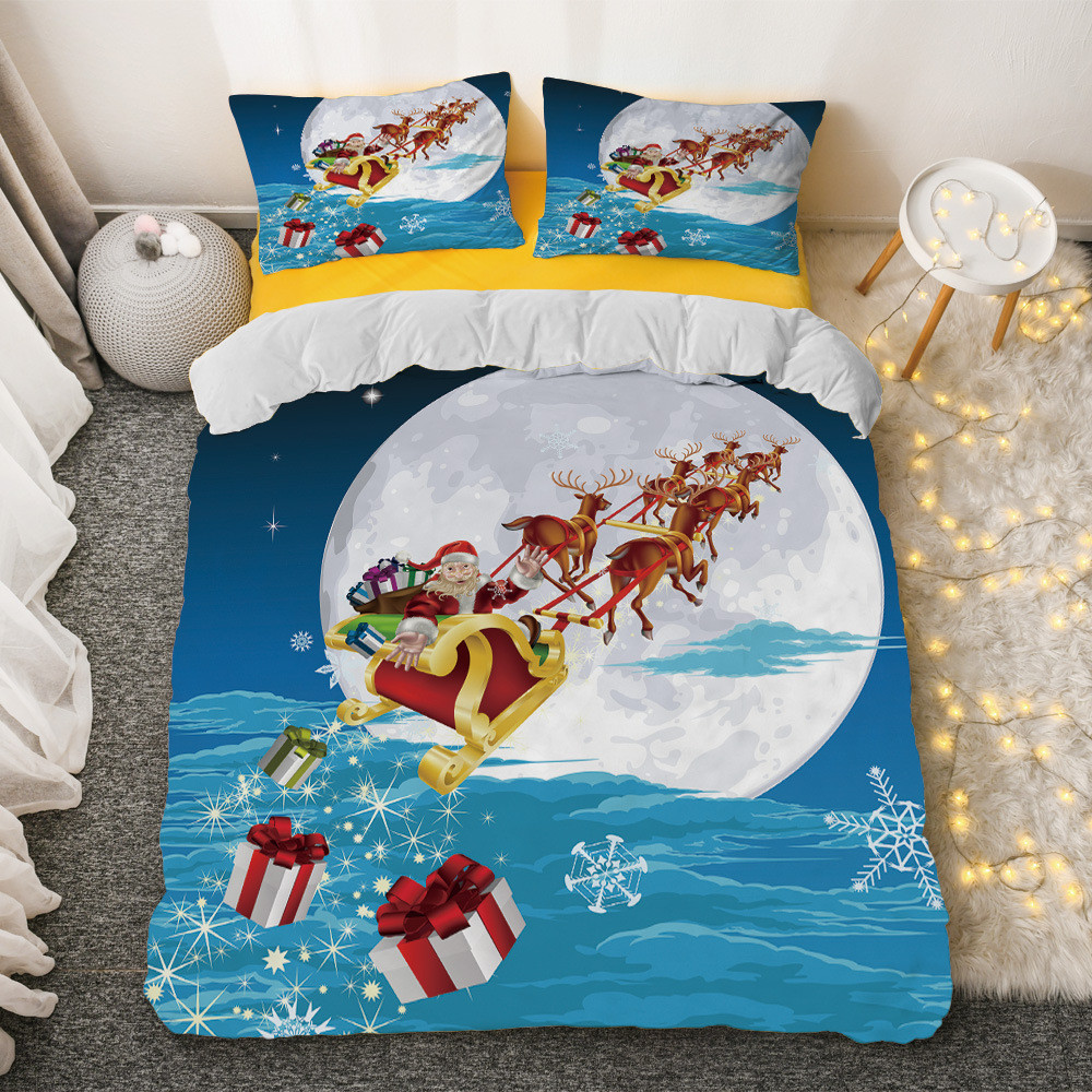 外贸四件套三件套圣诞节系列来图定制做床上用品被套床单床笠