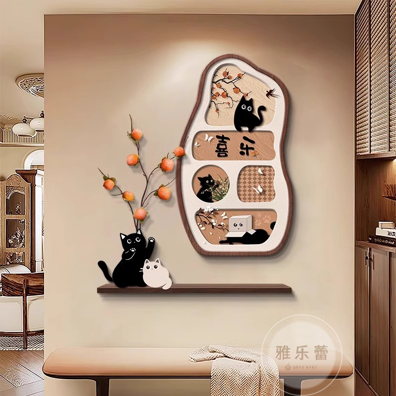 中古风玄关装饰画法式复古立体走廊过道挂画高级感客厅入户门壁画图片