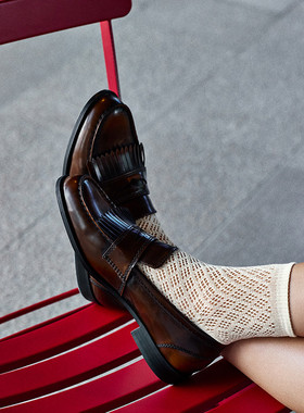 CALZEDONIA卡泽意袜女士时尚舒适纯色镂空网眼简约中筒短袜DC0531