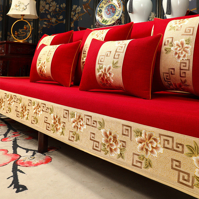 中式红木沙发坐垫盖实木沙发垫防滑靠背巾罗汉床垫套罩巾盖布
