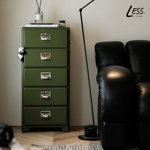 living中古五斗柜卧室收纳铁皮柜沙发边柜设计师置物抽屉柜 less