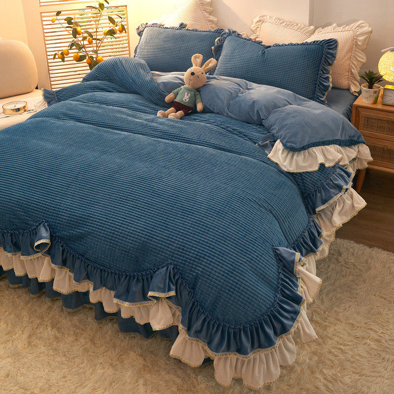 冬季网红公主风绒床裙被套四件套加厚保暖水晶床上用品,床上用品,床品套件/四件套/多件套,淘宝优惠券,粉丝福利购,淘宝优惠卷