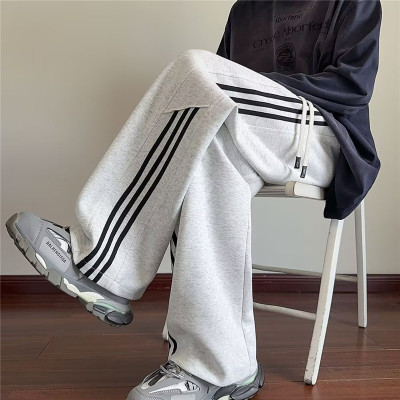 灰色卫裤裤子男款秋冬季直筒宽松