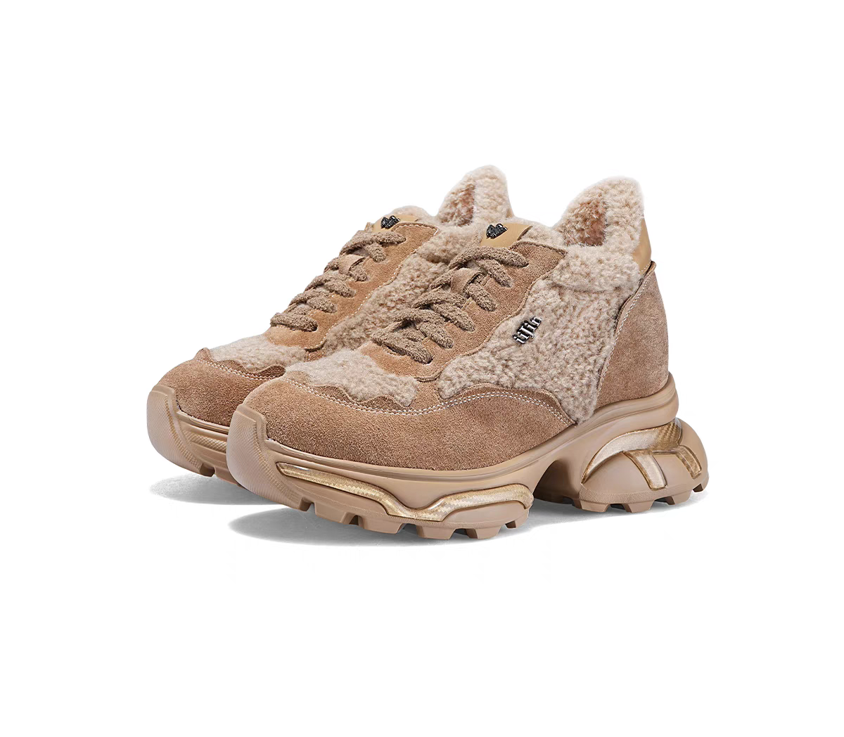 香港代购艾今iijin2024冬新品厚底内增高10cm加绒保暖老爹鞋女