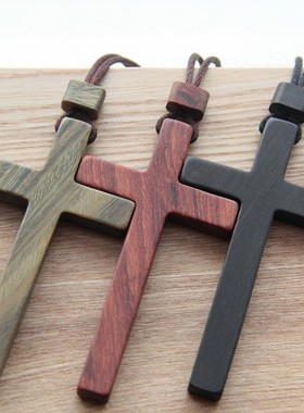 北京箴言檀木乌木实木银扣十字架