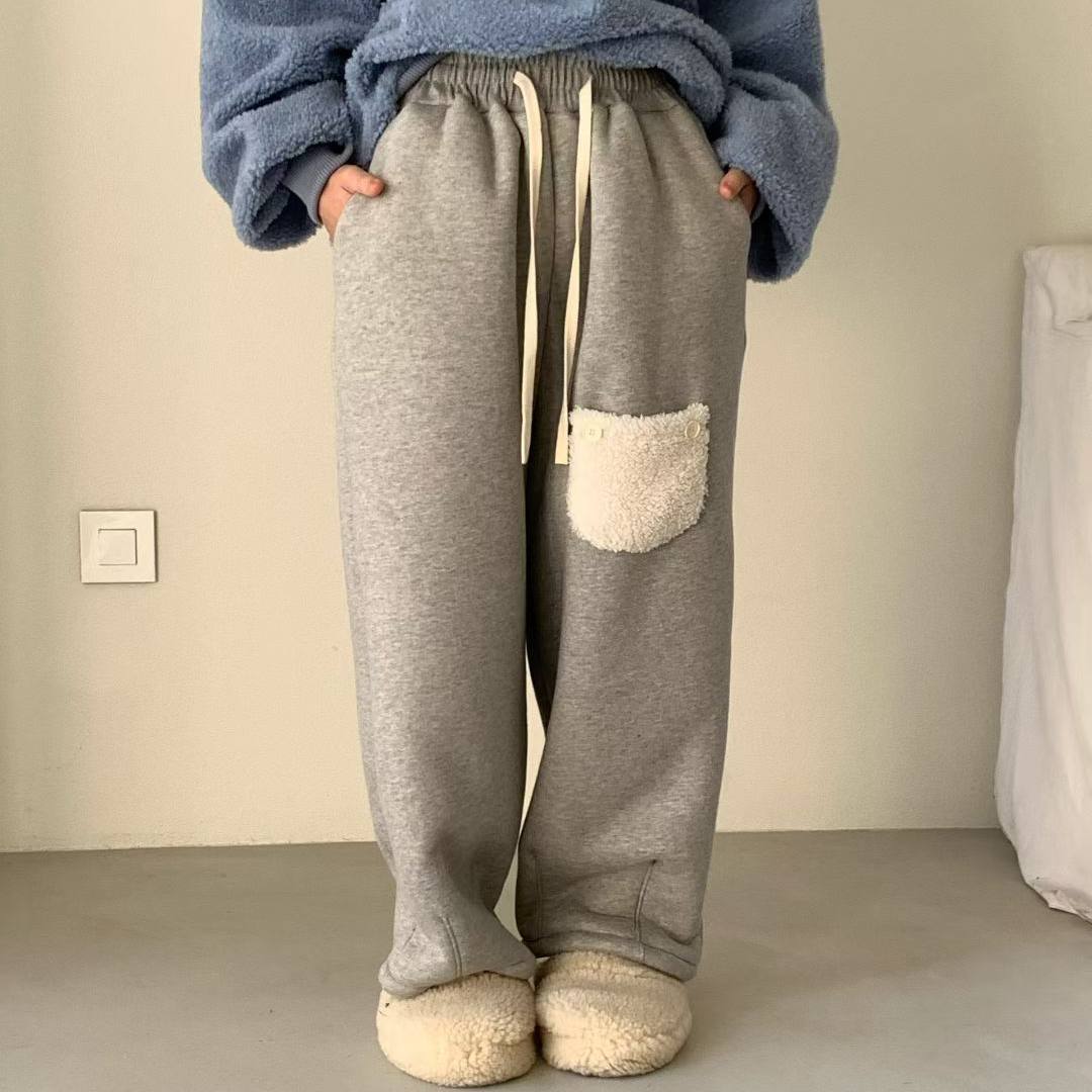 VENTI韩国宽松加厚加绒休闲裤女