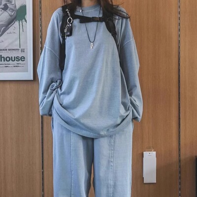 VOTUS大码韩国宽松情侣长袖T恤