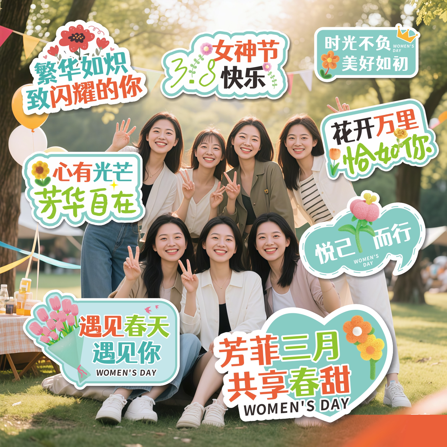 三八妇女节定制手举牌拍照道具卡通可爱粉色广告牌女神节KT板订制