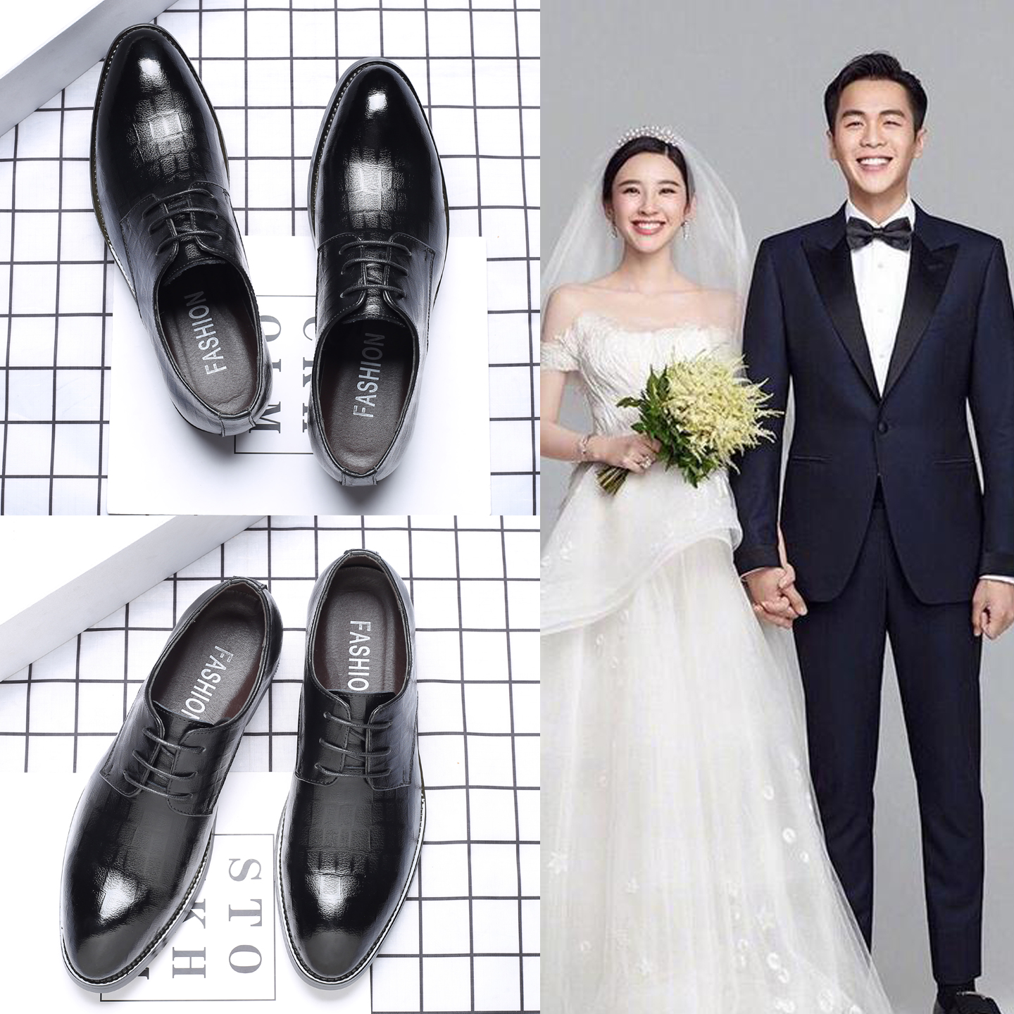 结婚皮鞋男士拍婚纱照新郎鞋