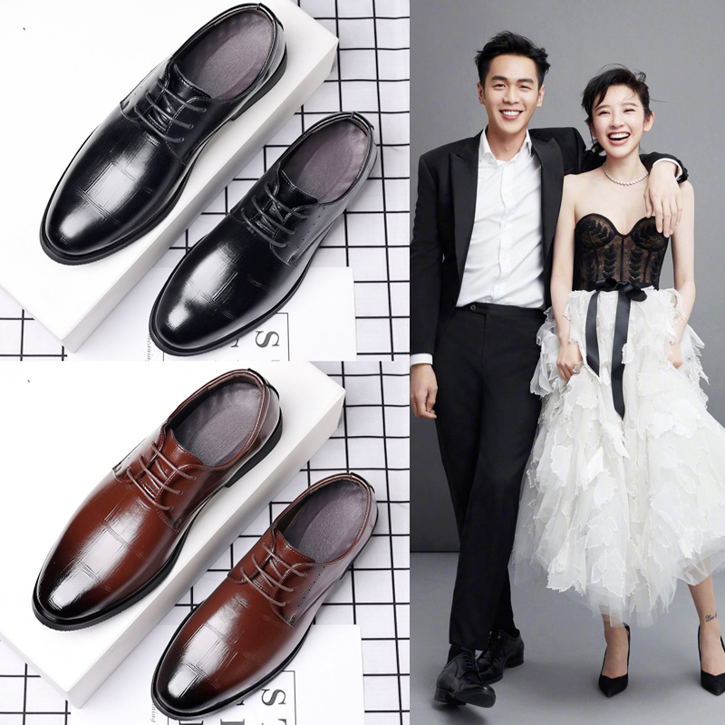 结婚皮鞋拍婚纱照商务休闲德比鞋