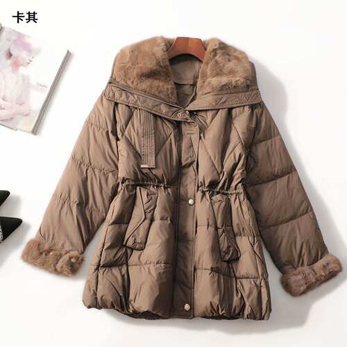 247327 冬羽绒服 女中长款长袖单排扣.M