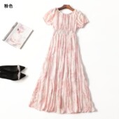 411847新款 连衣裙 一字领短袖 超值品质精品女装 仙气白月光夏加长款