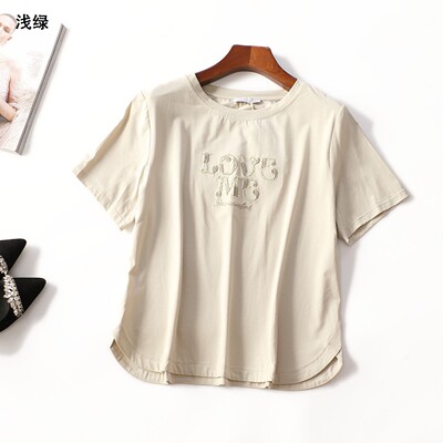 414437 夏T恤 女中长款短袖套头.L.2XL.3XL.4XL