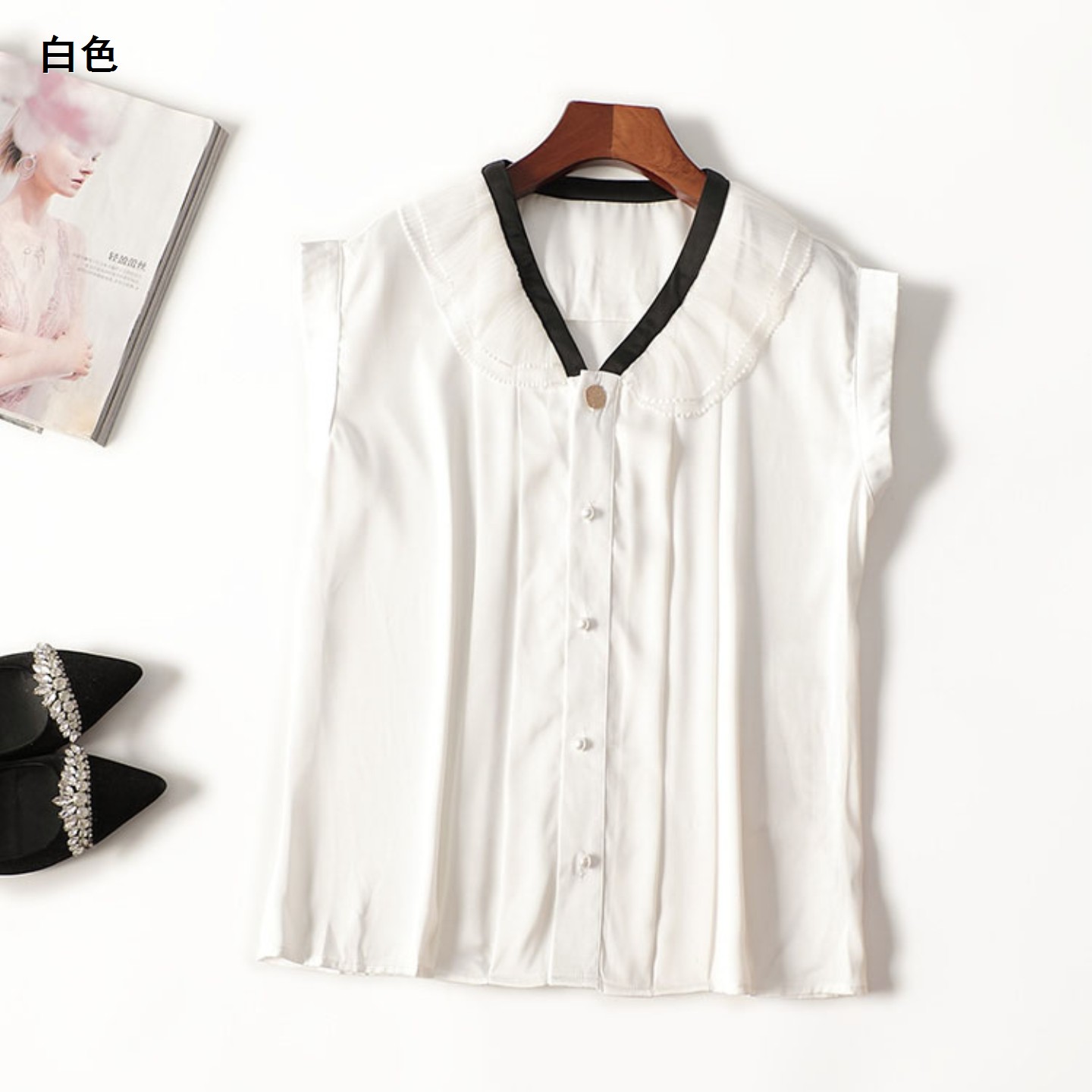 245847 夏衬衫 女中长款短袖圆领