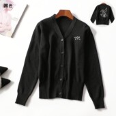 504437 单排扣 长袖 春针织衫 女中长款