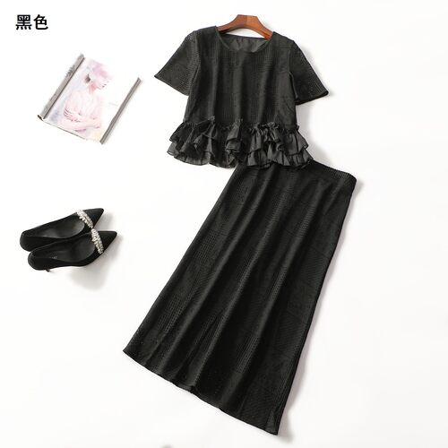 248326 夏上衣半身裙套装 女长款短袖套头.M.L.XL.2XL