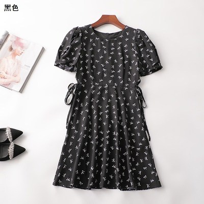 236579 夏连衣裙 女印花长款短袖圆领断码清仓