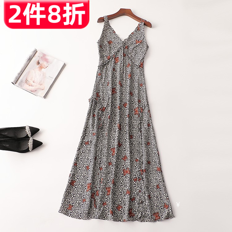 242891 夏连衣裙 女加长款V领现货