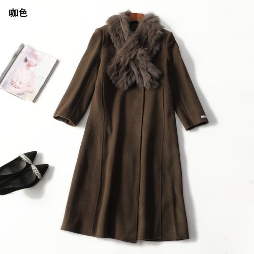 412977 冬双面呢大衣 女加长款长袖单扣