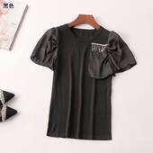 242697 圆领 短袖 夏天丝针织衫 深圳女中长款