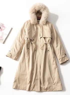 412402 冬派克服 女免毛内胆长款长袖拉链清仓