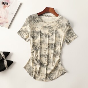 245725 夏上衣 女中长款短袖圆领现货