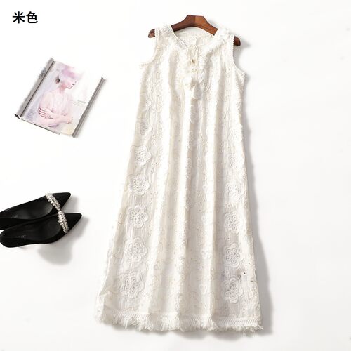 248569 夏连衣裙 女加长款无袖套头.M.L