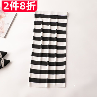239114 女针织条纹加长 秋粘胶半身裙