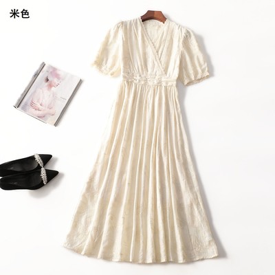 246476 夏莱赛尔连衣裙 女加长款五分袖套头