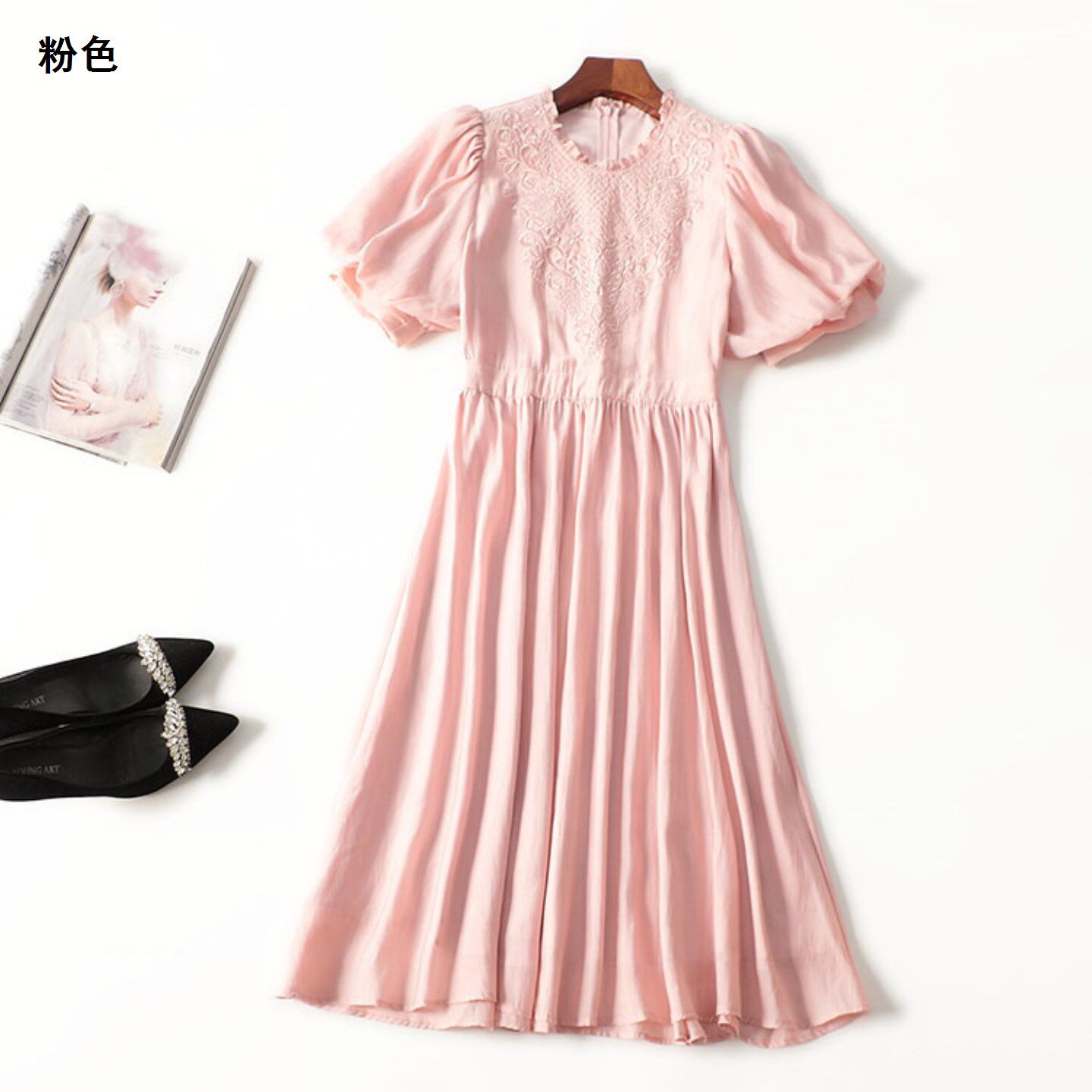245996 夏连衣裙 深圳女加长款五分袖圆领.S.M.L.XL