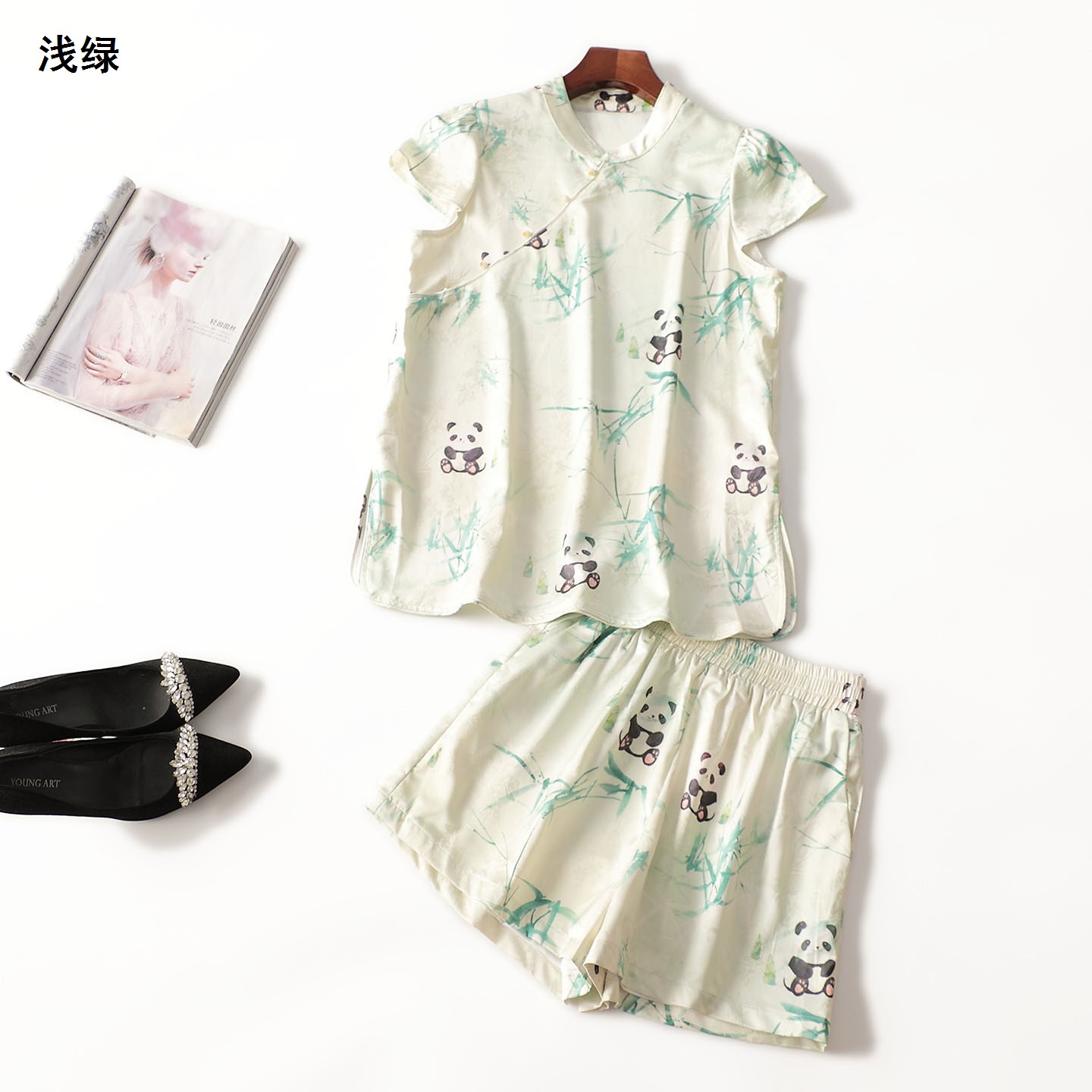 246568 夏衬衣裤子套装 女短款短袖套头