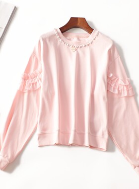 412017 秋棉卫衣 女短款长袖套头现货