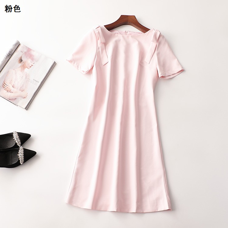 242495 夏长款圆领短袖连衣裙