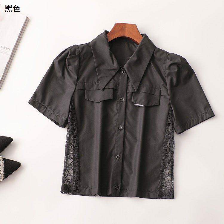 243487 夏衬衫 深圳女中长款短袖翻领