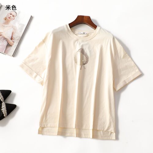 414088 夏T恤 女中长款短袖套头.M