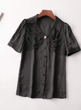 241709 夏中长款翻领短袖衬衫