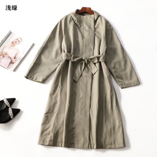 414994 秋风衣 女加长款长袖单排扣.L.XS