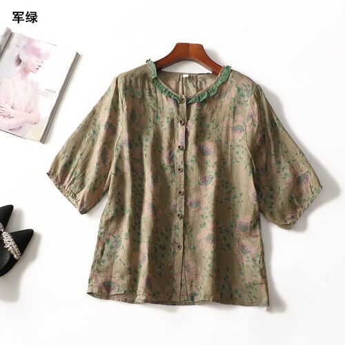 505161 夏衬衫 女中长款五分袖.M