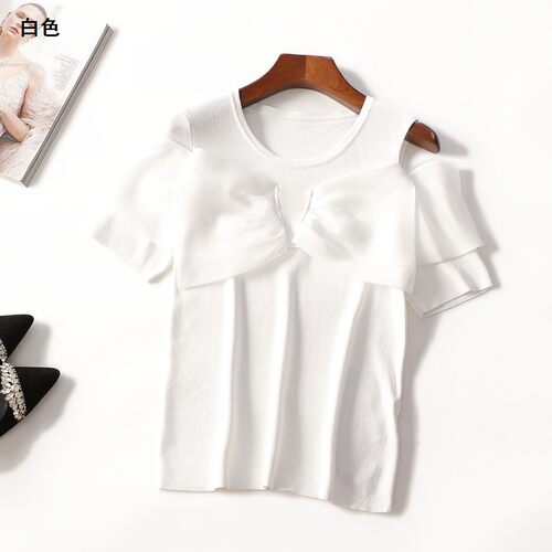 506859 夏针织衫 女中长款短袖套头.L.2XL
