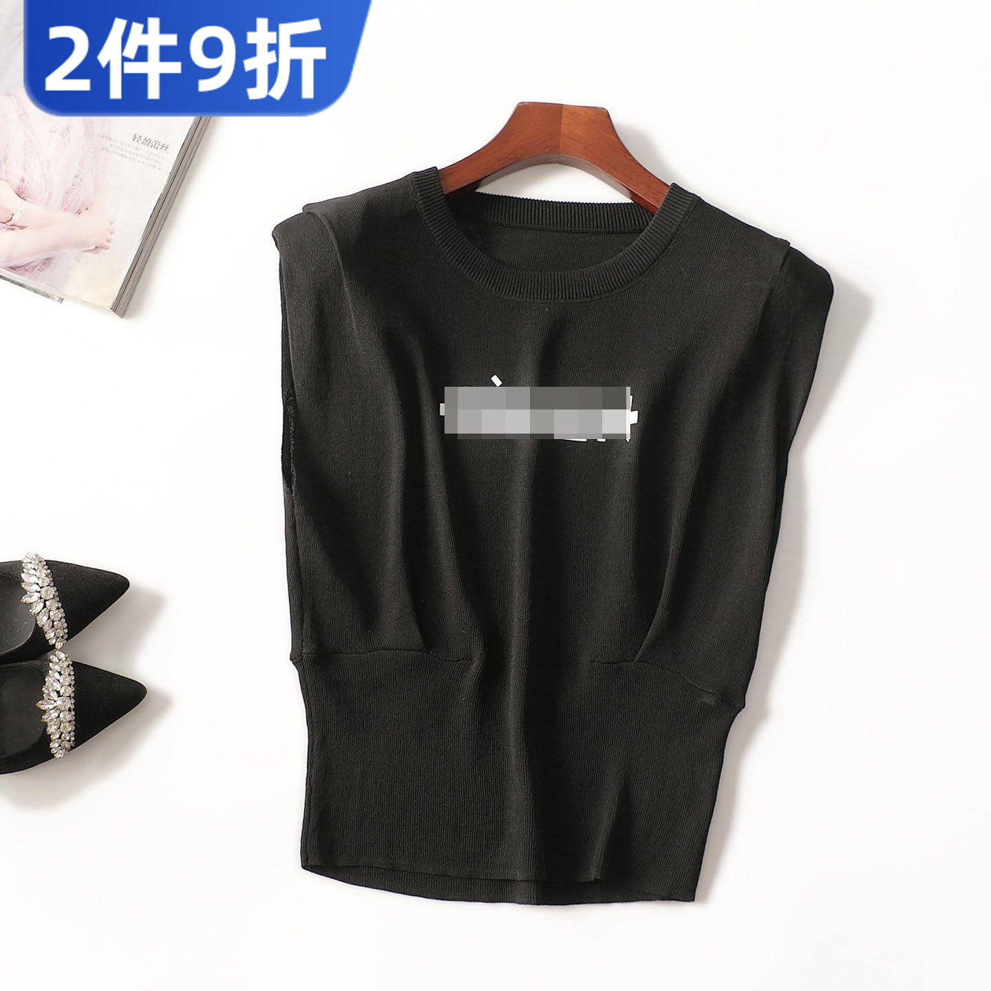 246877 秋粘胶尼龙针织衫 深圳女中长款无袖套头清仓