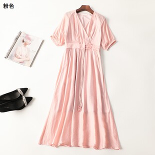 连衣裙 410999强推南油金晖更高货设计师品牌原创奢华人丝夏长款