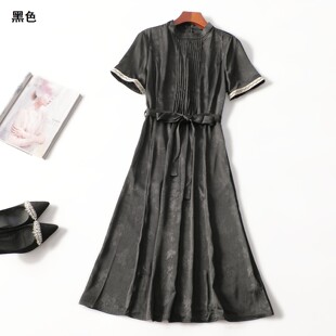 连衣裙 套头短袖 246266 醋酸纤维人丝夏加长款